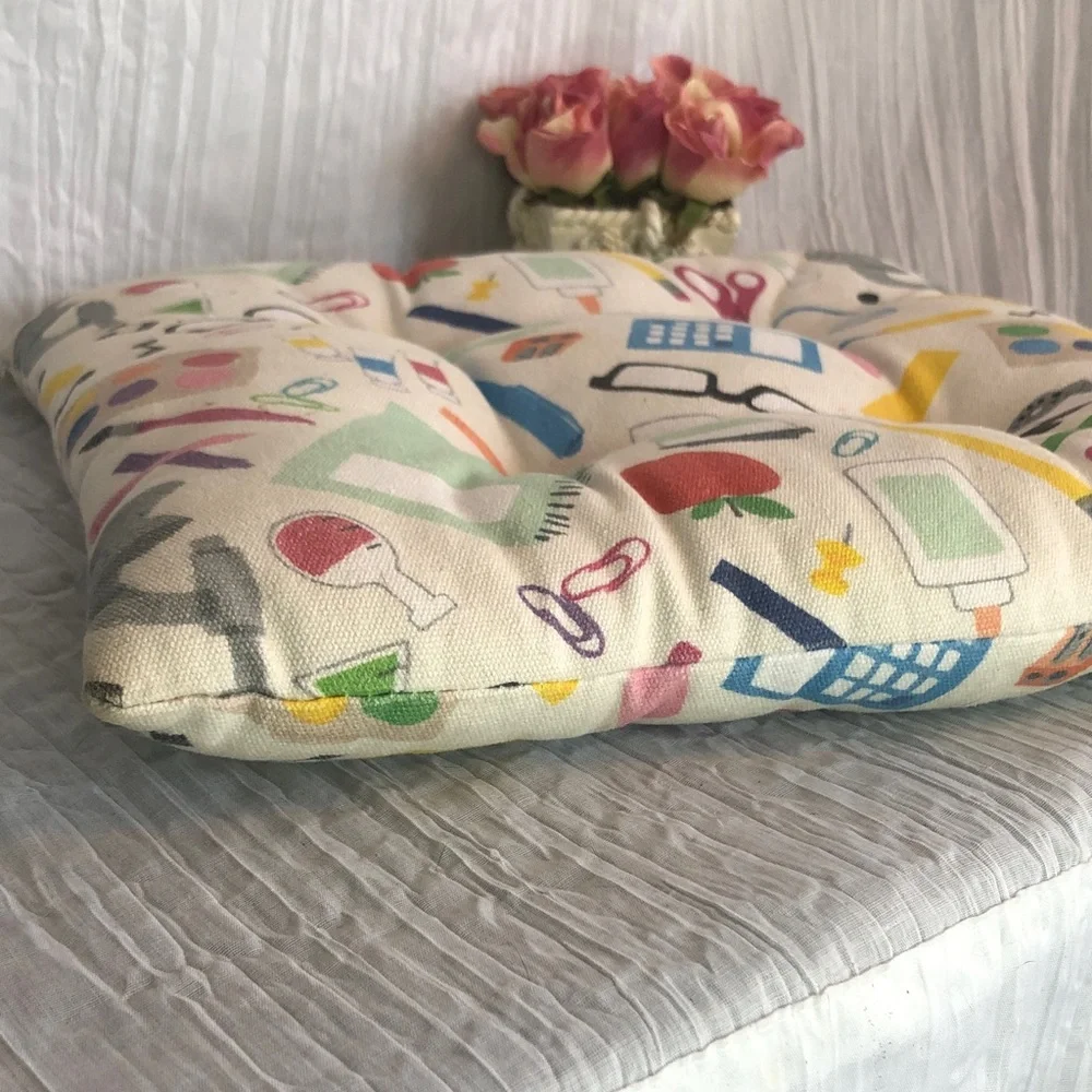 TEACHER SCHOOL inspired thick cushioned square seat cushion 14.5